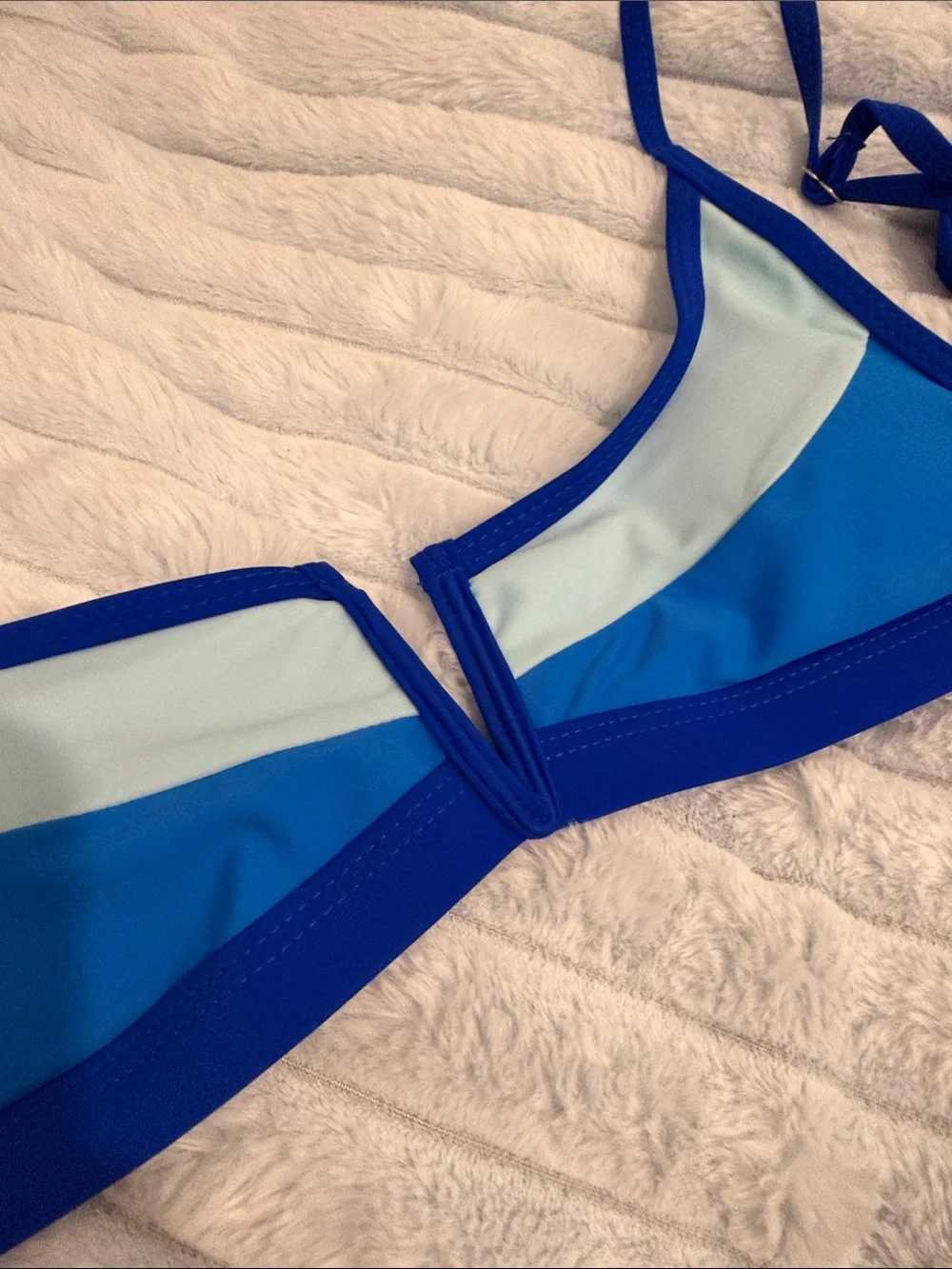 Royal blue color block thong bikini set size M